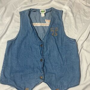 Vintage Women’s Denim Vest Tennessee Volunteers Embroidery Sugar Brand  XL